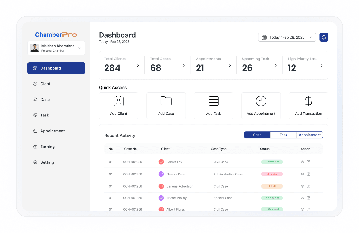 ChamberPro Dashboard Mockup